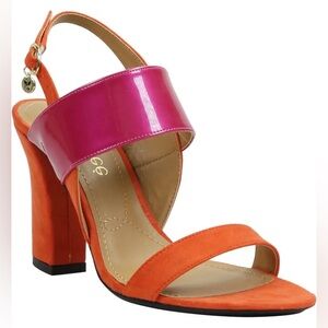 Orange and Pink Women's Heeled Sandals